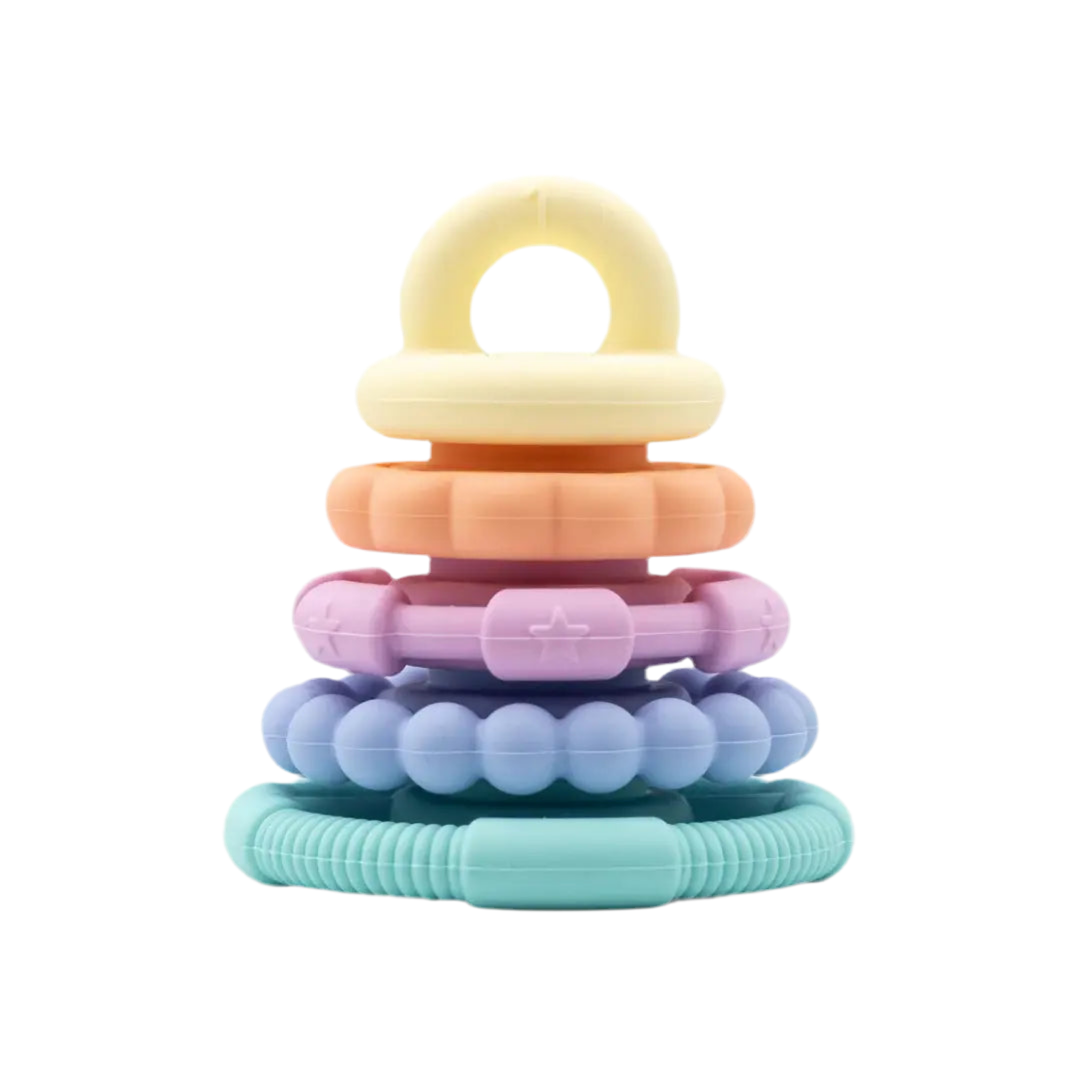 Jellystone’s pastel rainbow Teether stacker toy