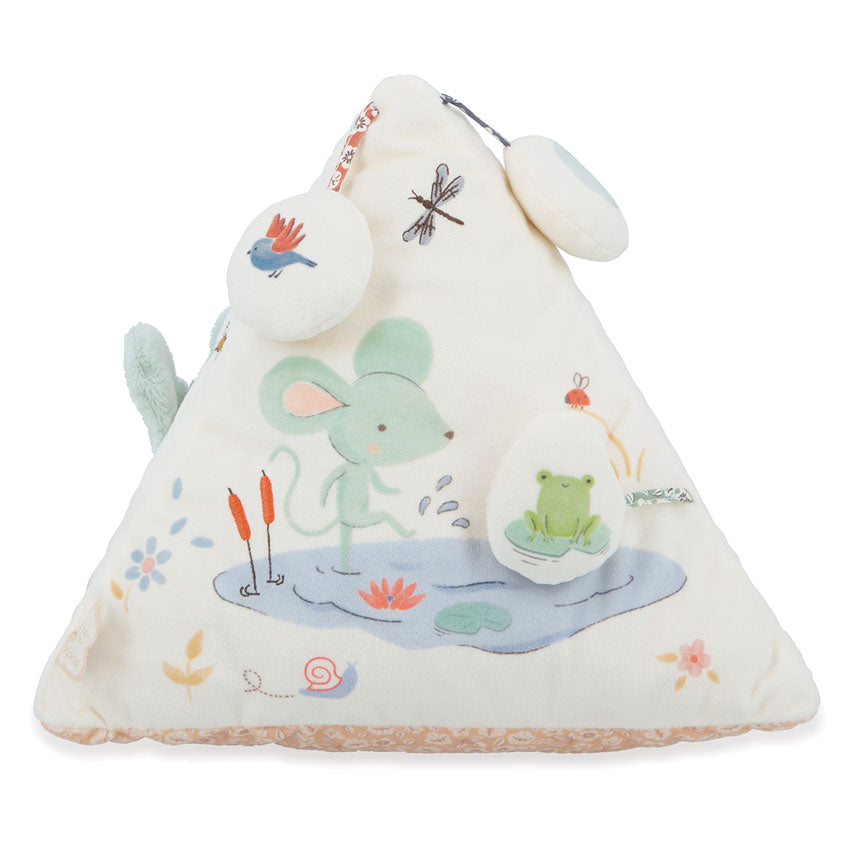 Children's soft  activity triangle with animal illustrations on a white background