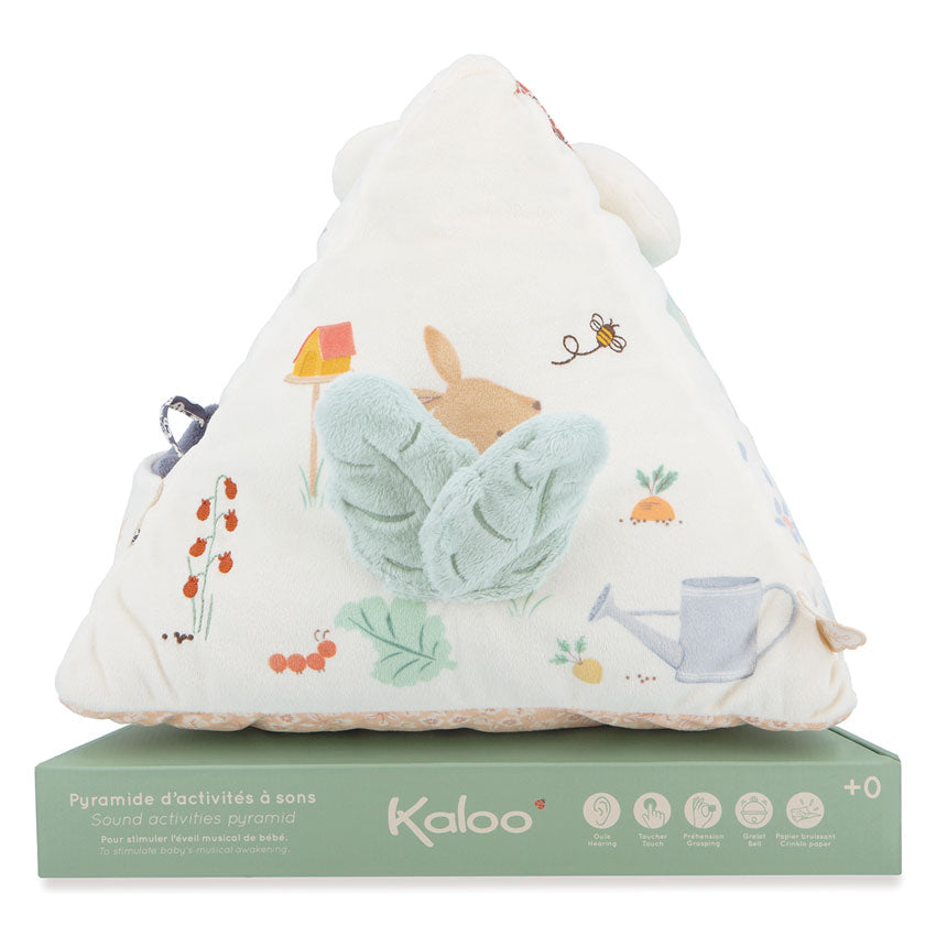 Children's activity pyramid with rabbit design on a white background, featuring the brand 'Kaloo'.