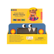 Bright yellow Display retail box promoting KIDOKI Hungry Monster Water Game