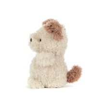 Jellycat Little Pup stuffed animal toy with a fluffy texture on a white background