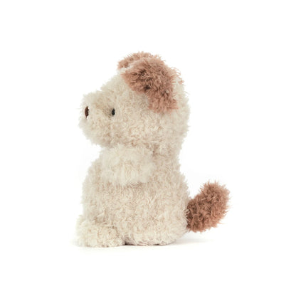 Jellycat Little Pup stuffed animal toy with a fluffy texture on a white background