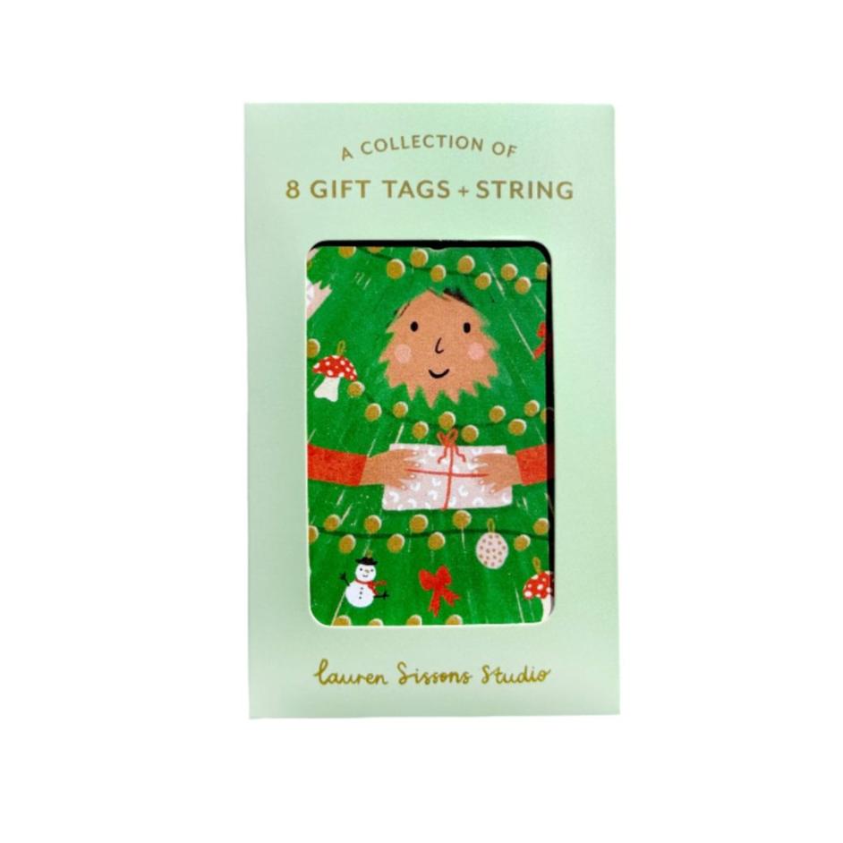 8 Holiday Christmas Tags + String 