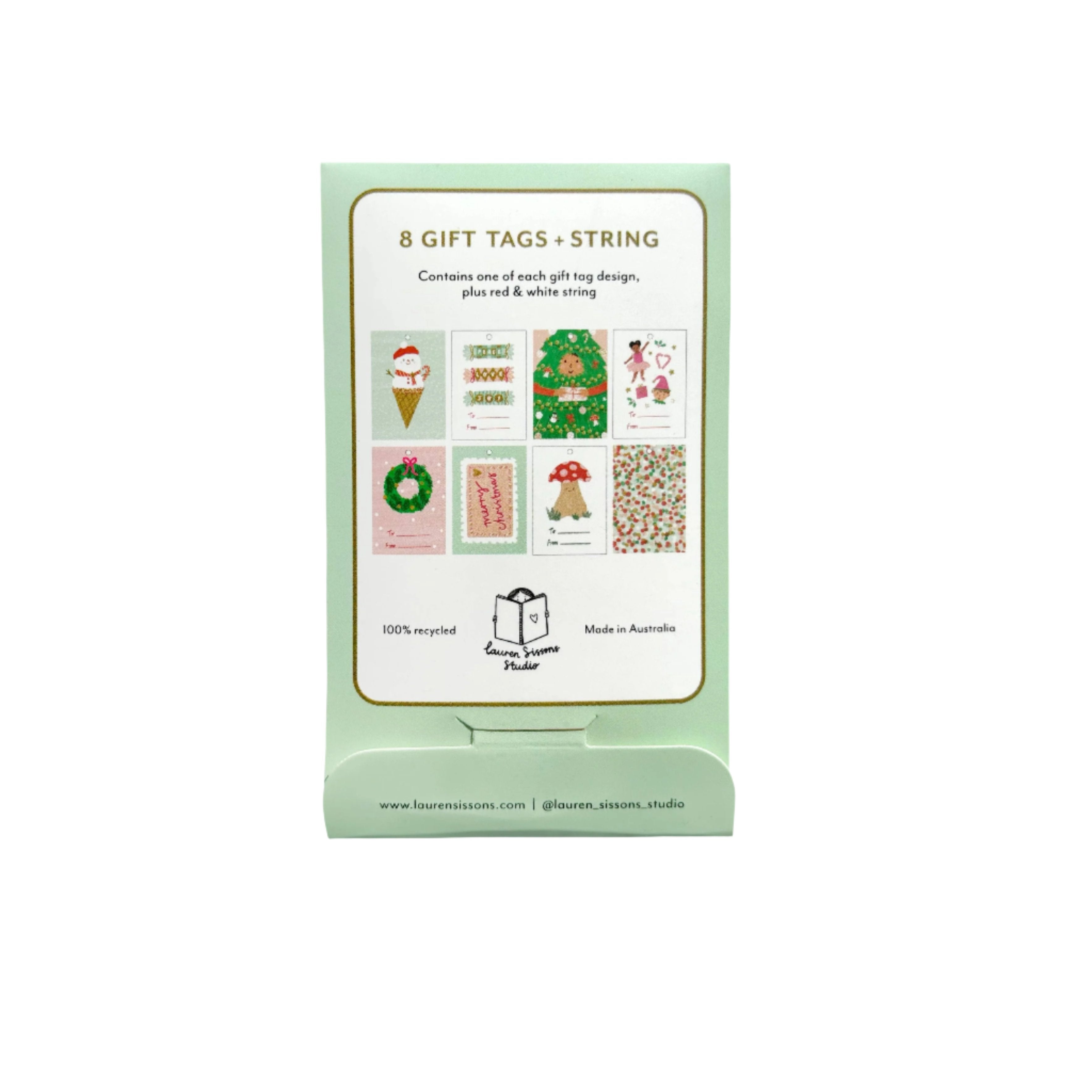 8 Holiday Christmas Tags + String 