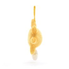 Dangling Yellow plush toy shaped like a sun on a white background