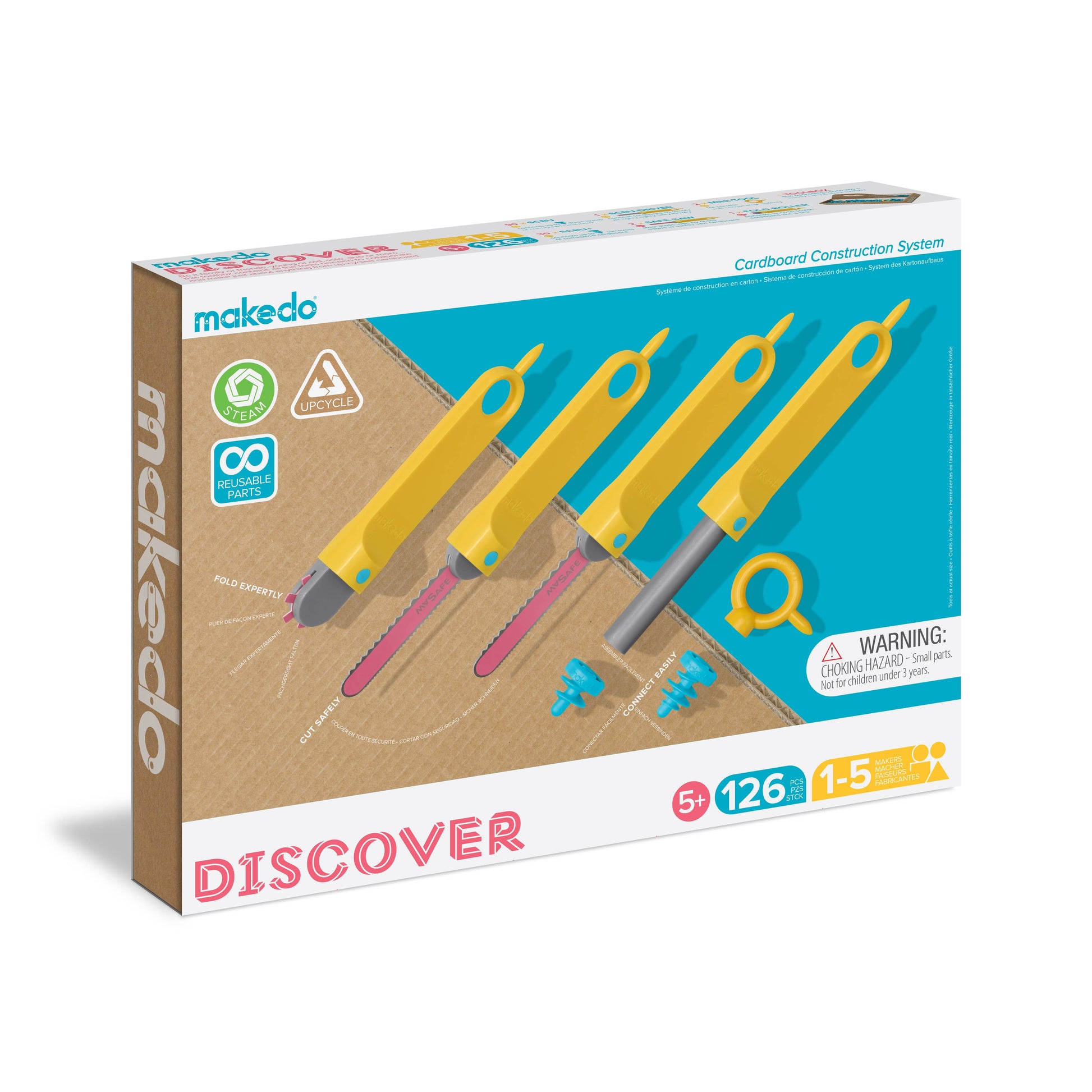 Makedo Discover cardboard construction kit retail box