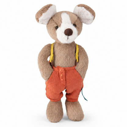 Moulin Roty Jack small dog doll, front view