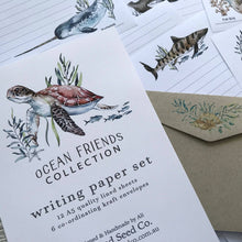 Kids letter writing set with ocean creature illustrations