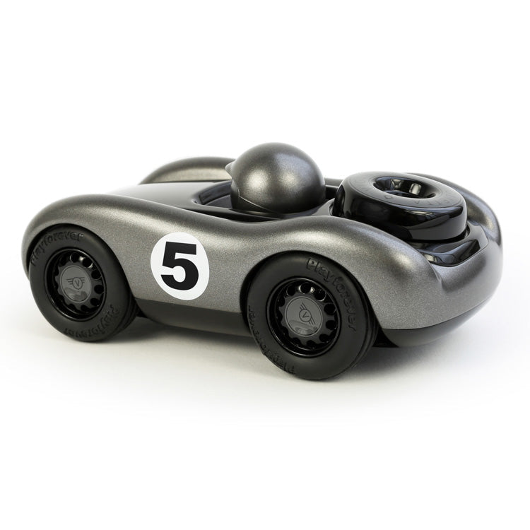 Toy car with number 5 on a white background