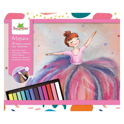 Front of Sycomore Artissimo Pastels Dancers box showing a ballerina in a pink and purple skirt