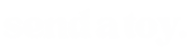 Send A Toy white logo with a clear background