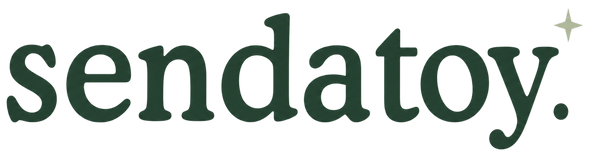 Logo of sendatoy with a green text on a white background