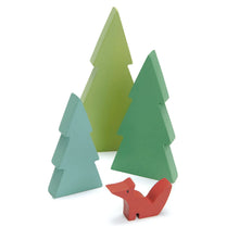 Wooden trees and fox playset