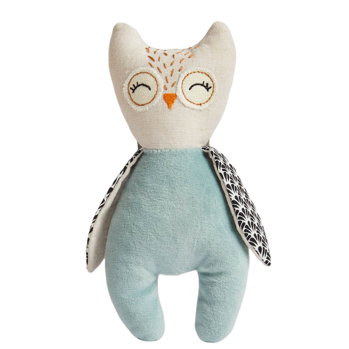 Fabric owl baby toy with rattle