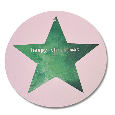 Étiquette cadeau - Joyeux Noël (grande étoile verte)