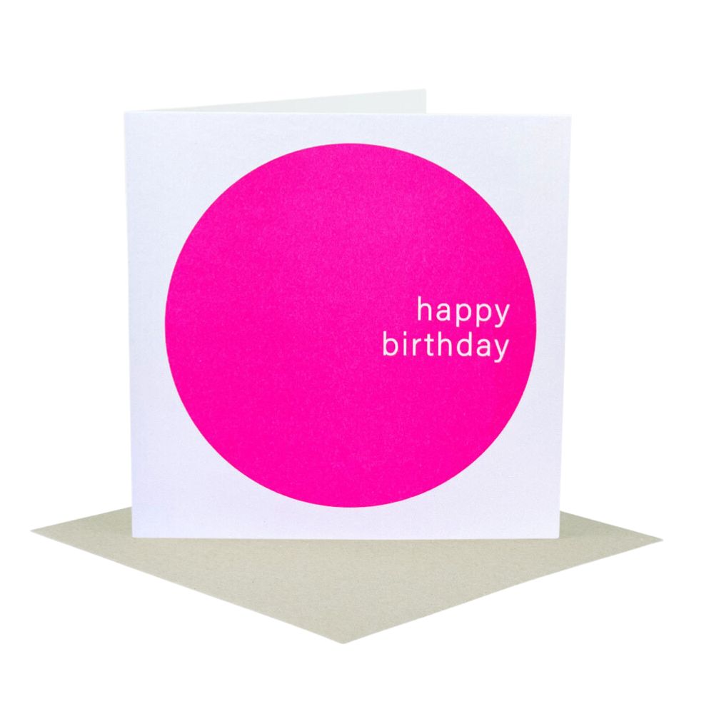 Fluro Pink Polkadot - Happy Birthday