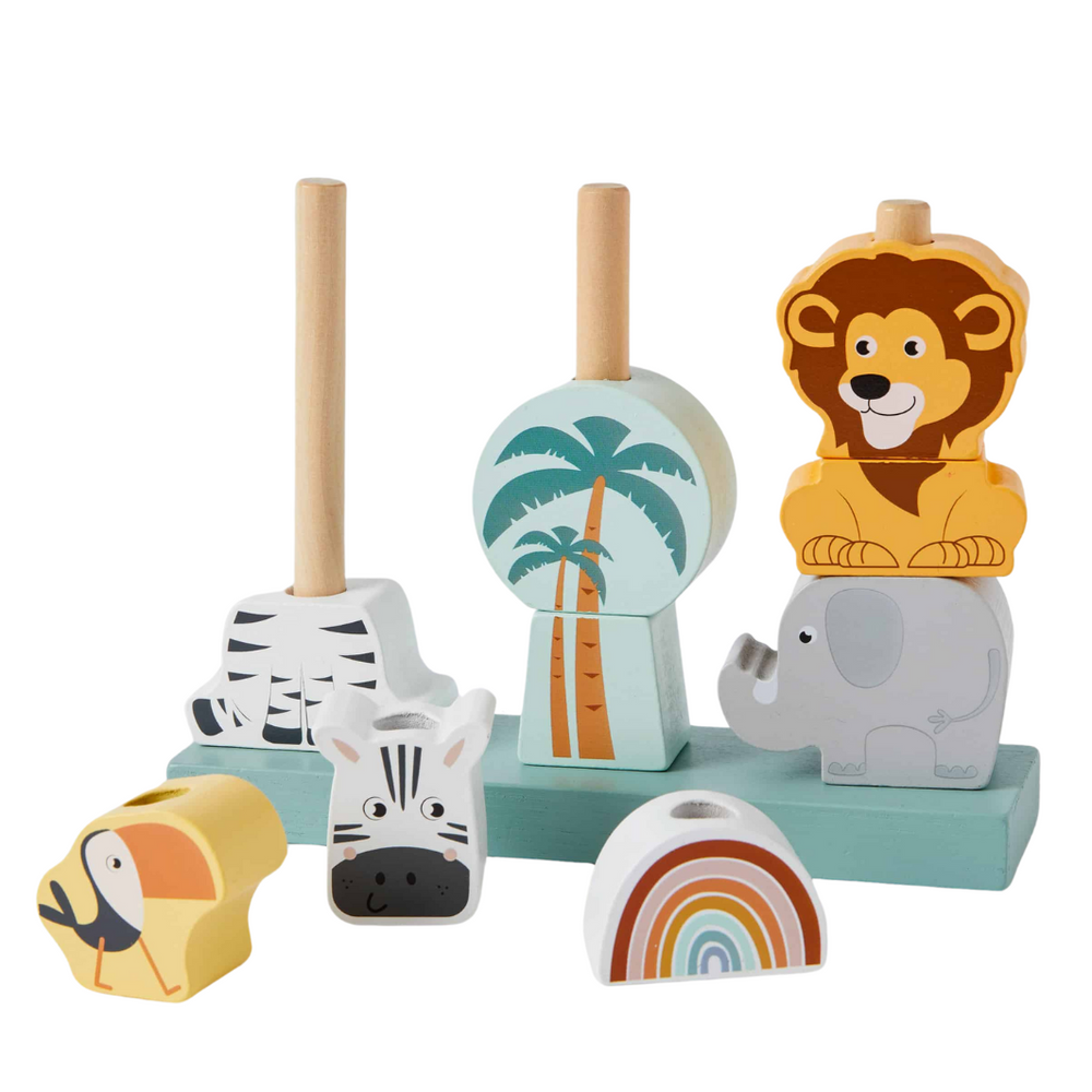 safari wooden toddler stacking toy
