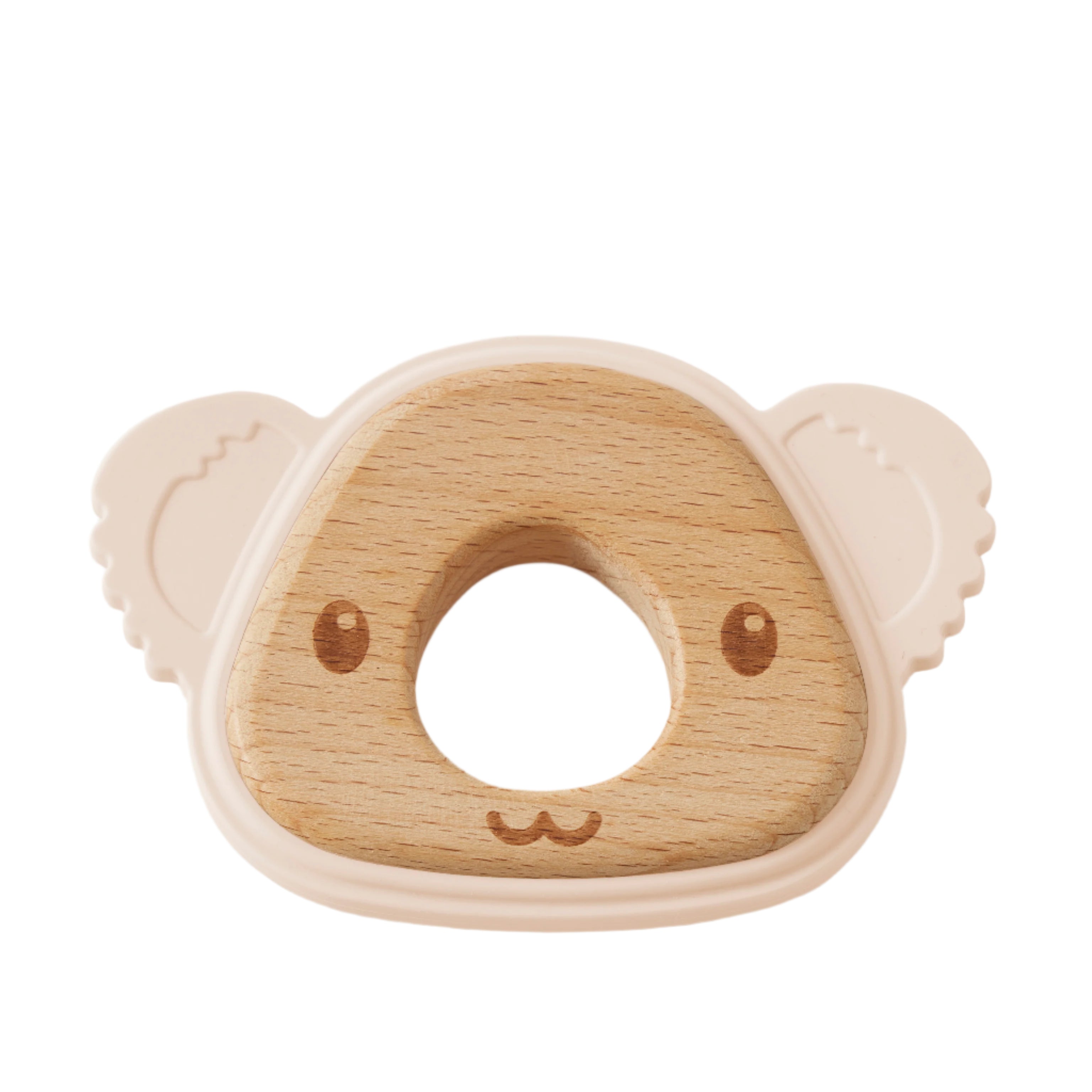Koala Silicone & Wood Teether – Peach