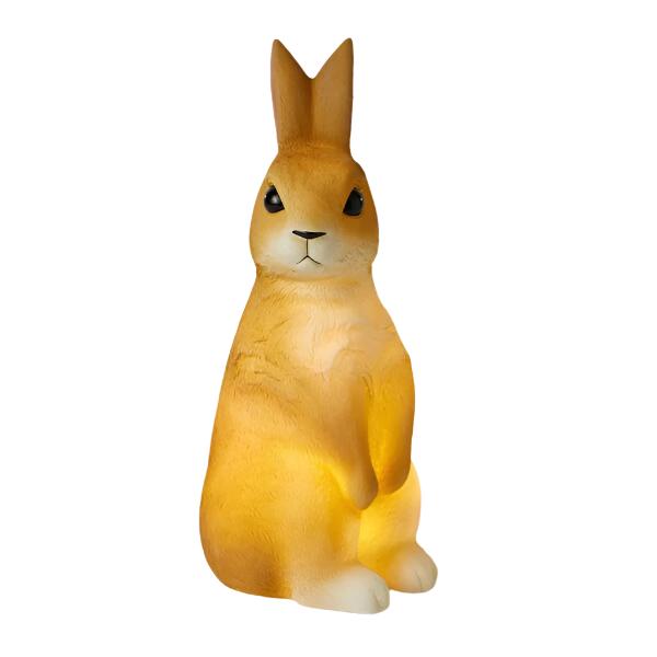 Brown bunny night light with white feet and upright ears
