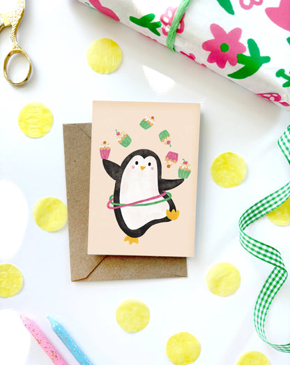 Penguin Mini Card - Illustrated Cute Kids Birthday