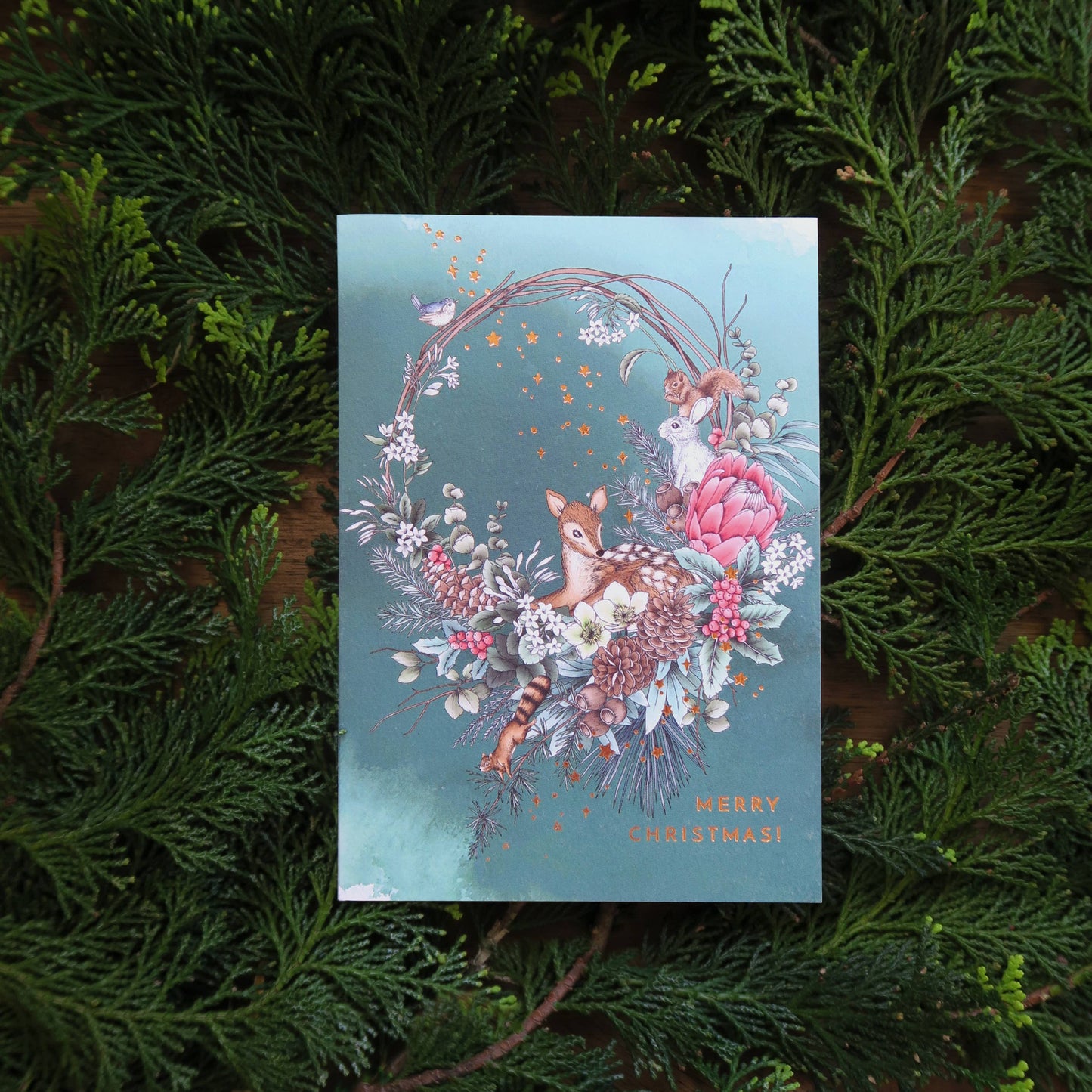 Enchanted Christmas Wreath Card