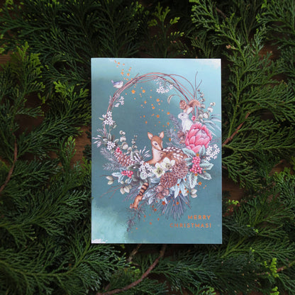 Enchanted Christmas Wreath Card