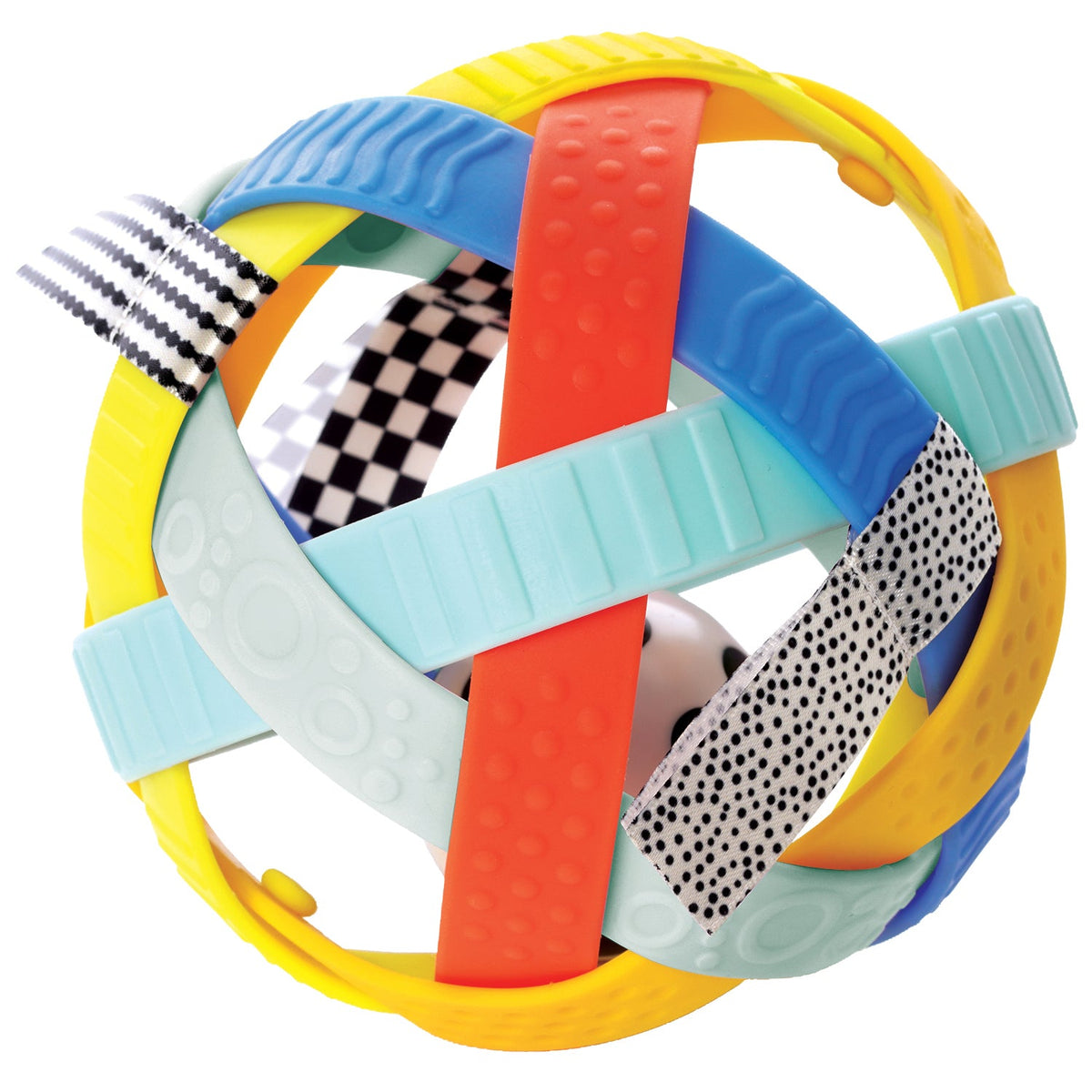 Detail of the Blissful Ball’s colourful textured bands and ribbons