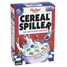 Boxed board game 'Cereal Spiller' with illustration of cereal and milk