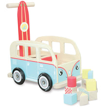Comby van wooden baby walker toy with surfboard shaped push handle