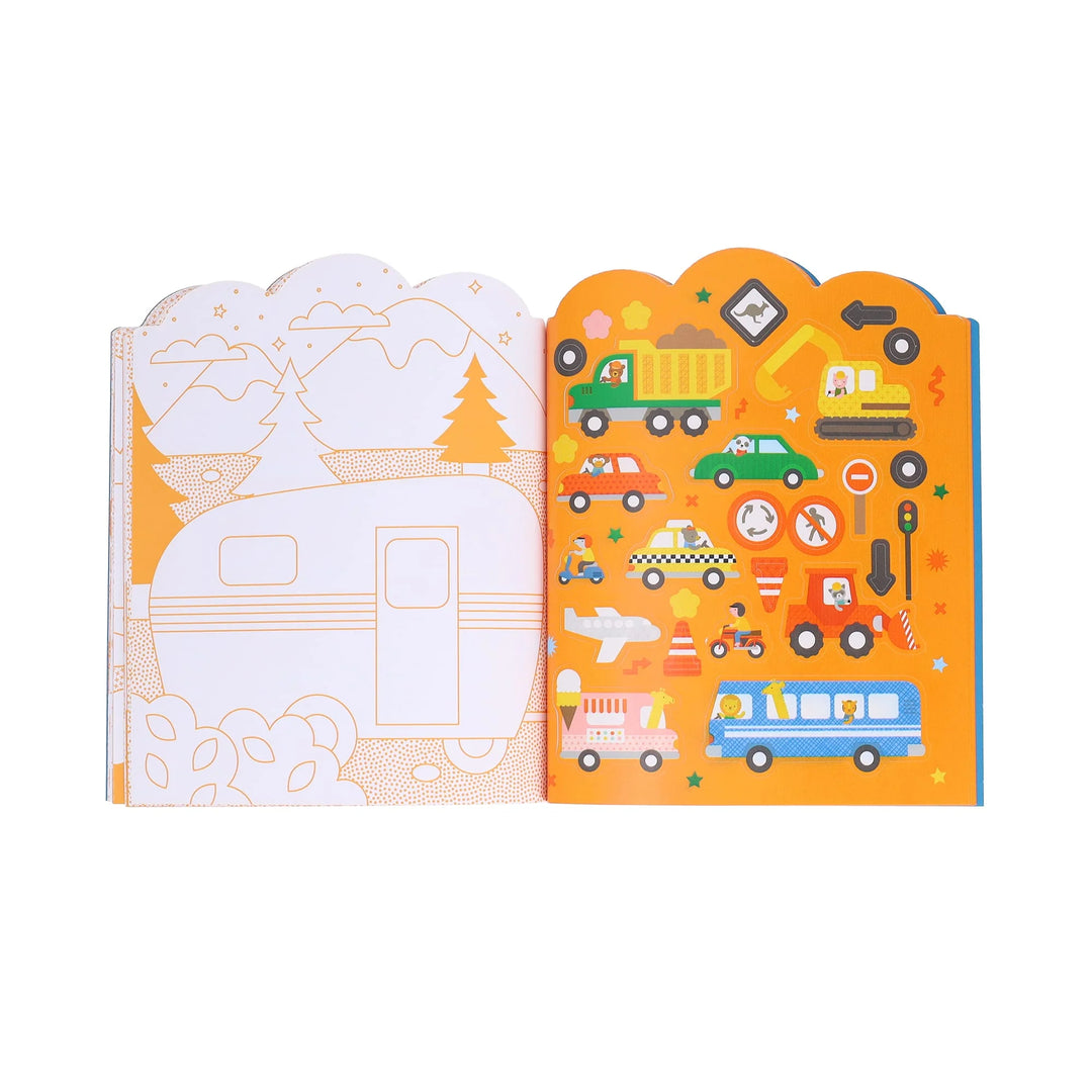 Coloring Book + Stickers - Vehicles