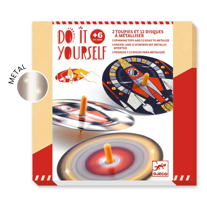 Djeco DIY Hypno Cosmos Spinning Tops Craft Kit packaging