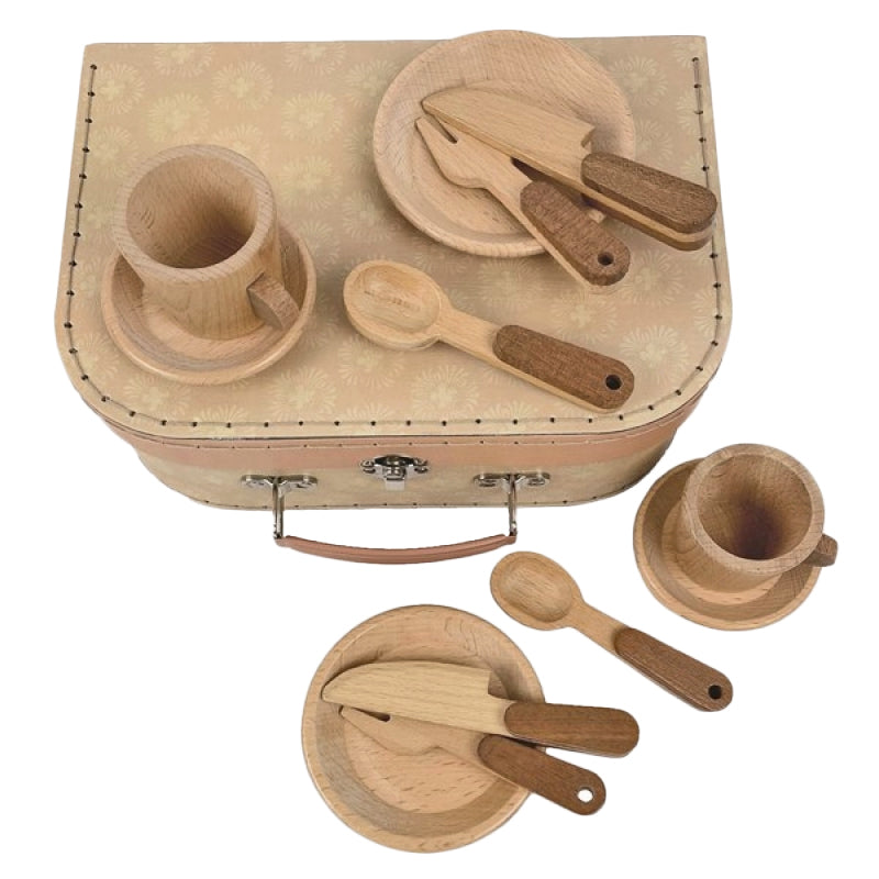 Ensemble de petit-déjeuner en bois dans un étui 