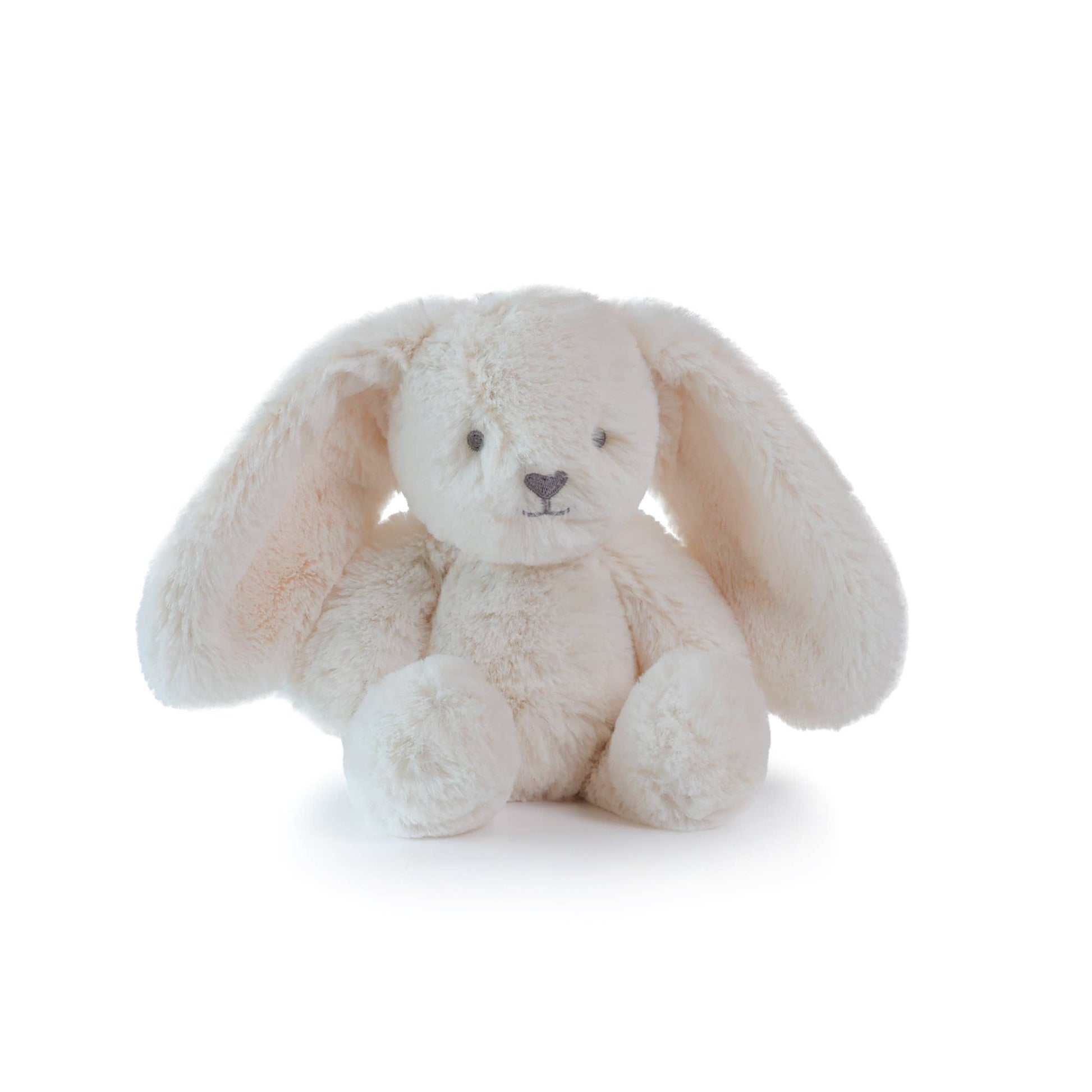 Plush bunny toy on a white background