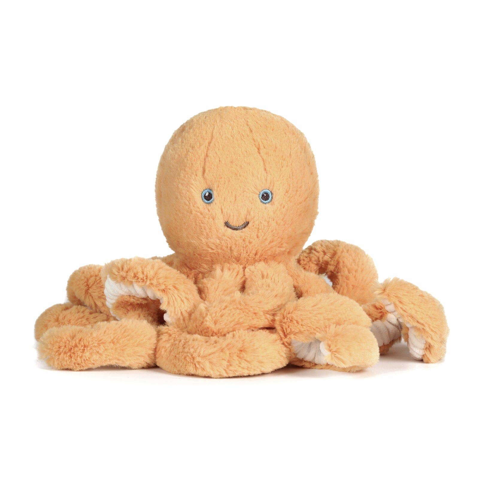 Plush toy octopus with a smiling face on a white background