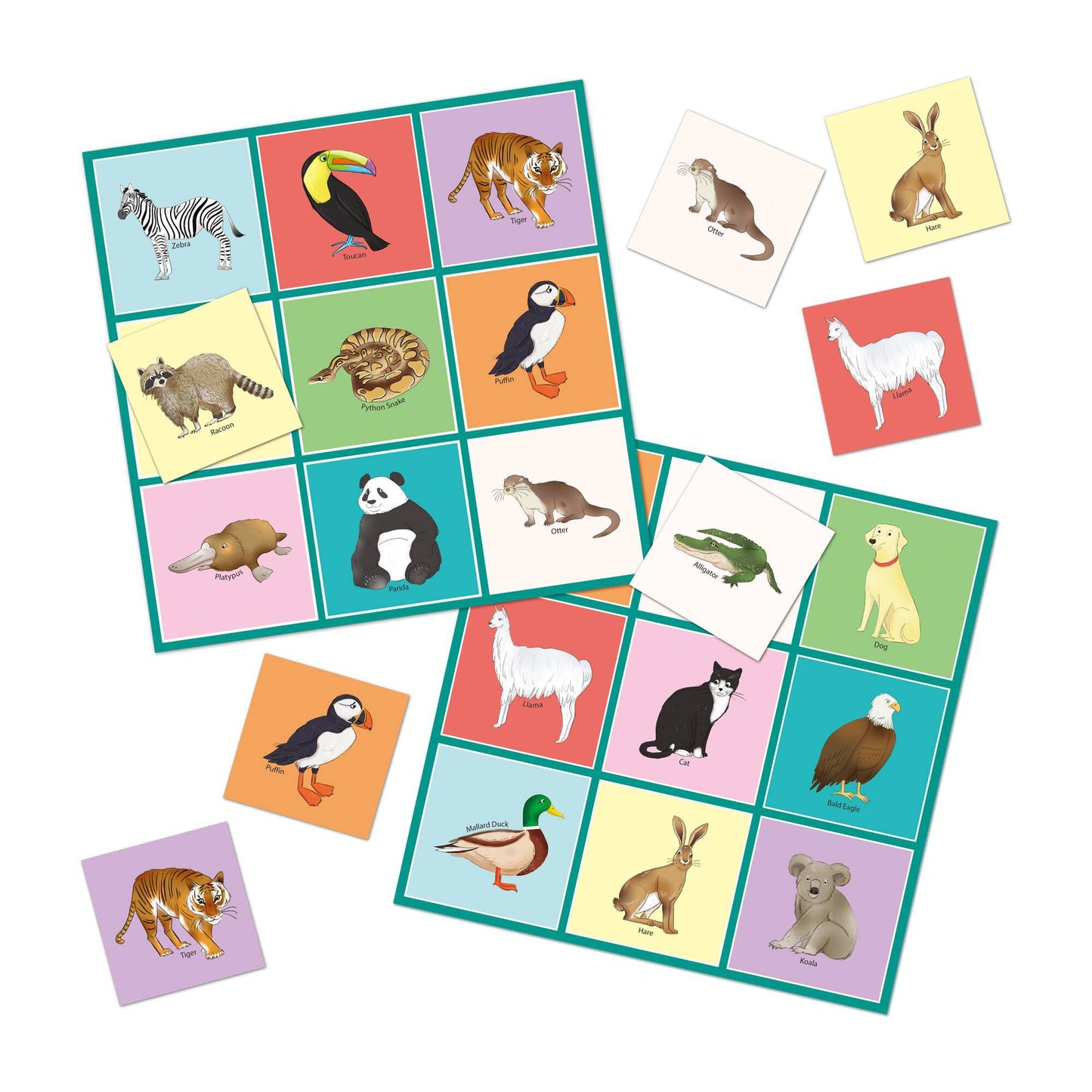Learn animals memo game