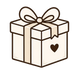 Gift box with a heart and ribbon on a white background
