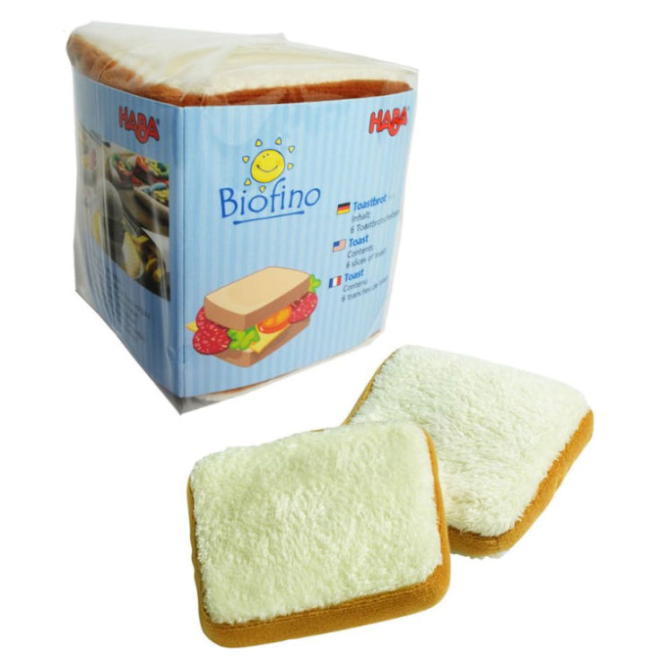 Haba Biofino toy sandwich with packaging on a white background