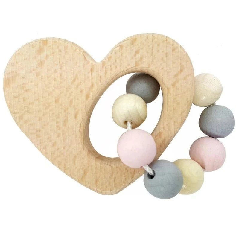 Natural Rosa Heart Rattle