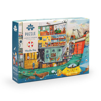Moulin Roty Explorer's Ship 200-piece puzzle in its illustrated box