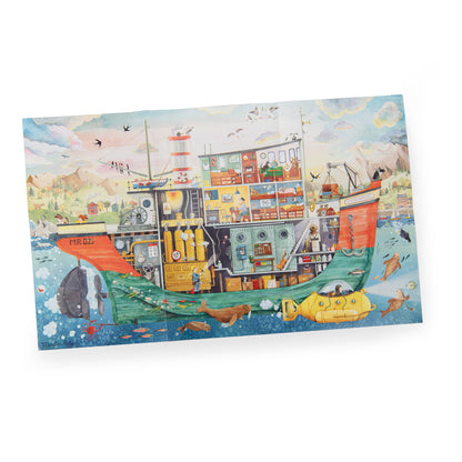The completed Explorer's Ship 200-piece ocean puzzle