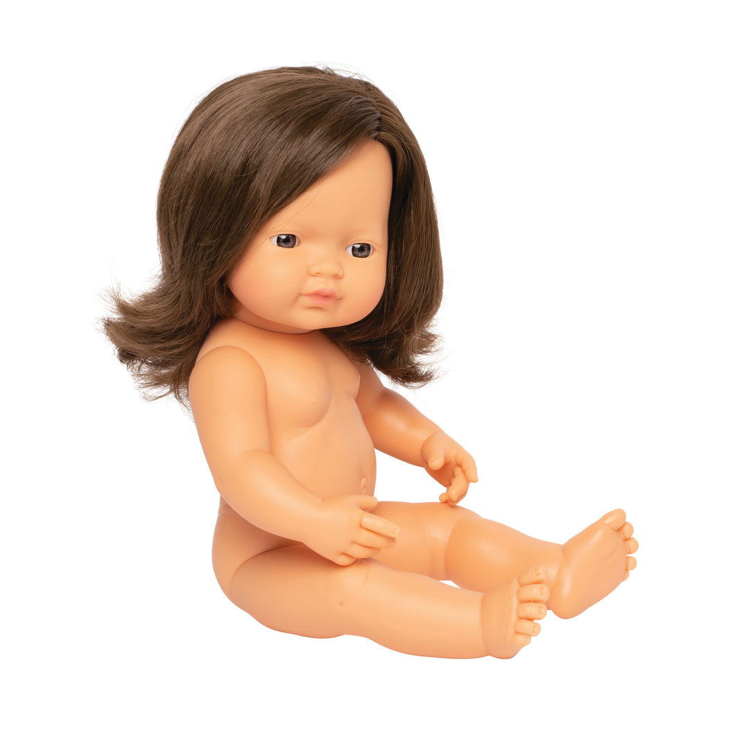 Caucasian Brunette Anatomically Correct Girl Doll - Dressed 38cm