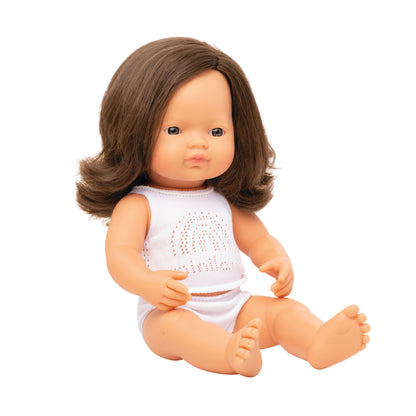 白种人 黑发 人体结构正确 女孩 娃娃 - 穿好衣服 38 厘米