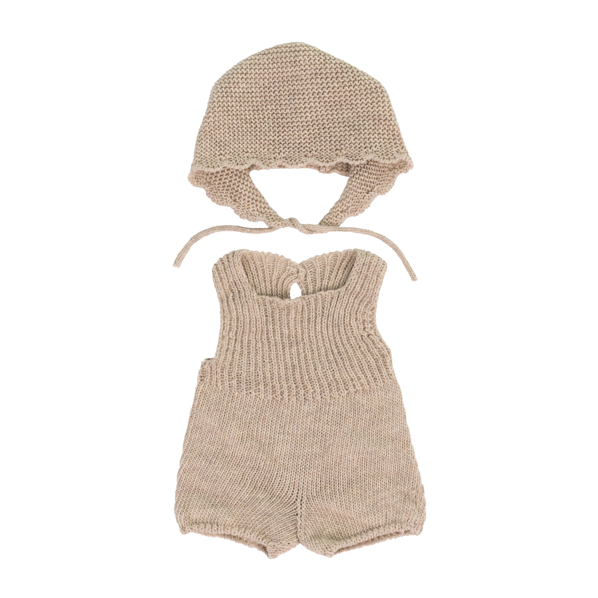 Barboteuse + Bonnet tricoté pour poupées (poupées de 38 cm)