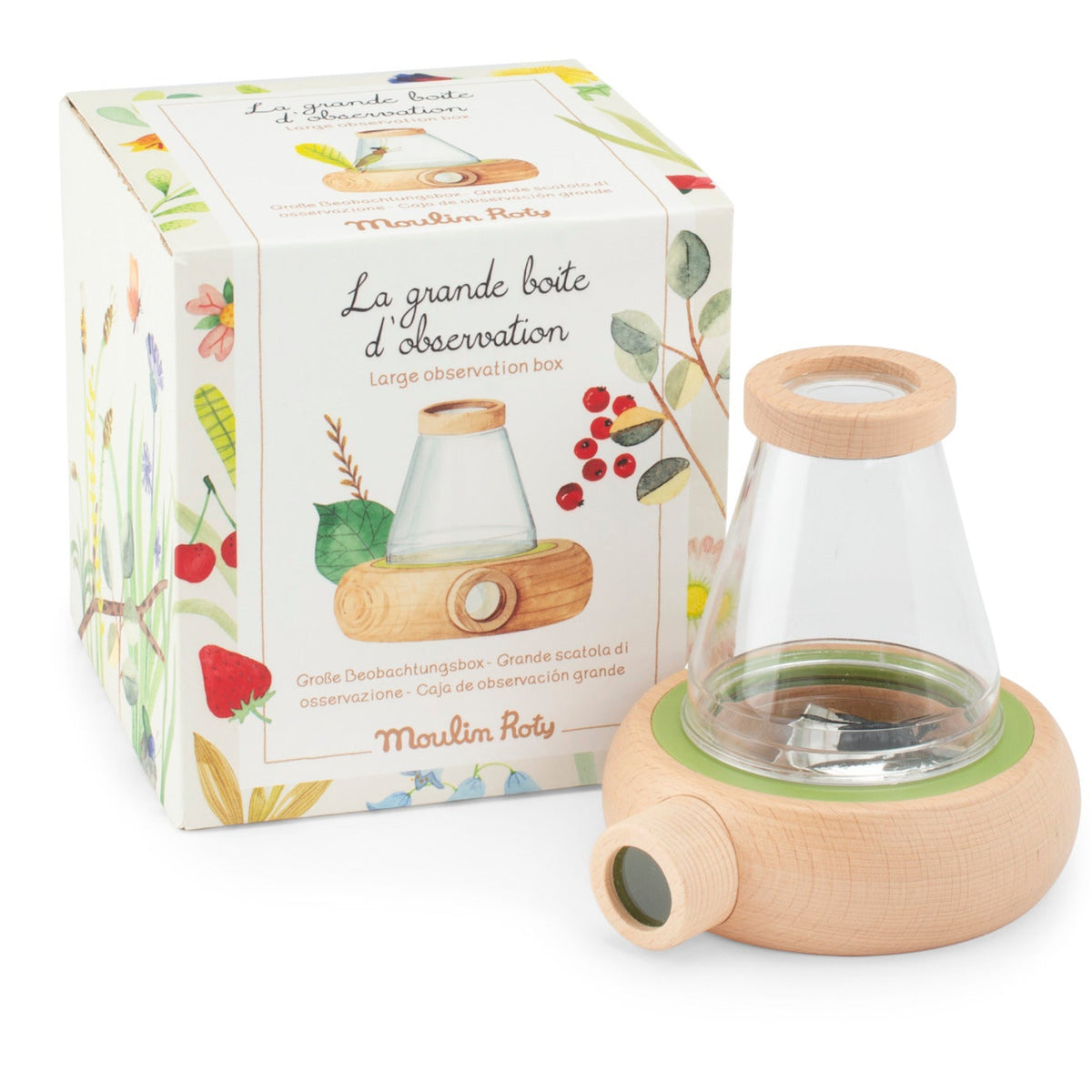 Moulin Roty Le Jardin large observation box with illustrated packaging