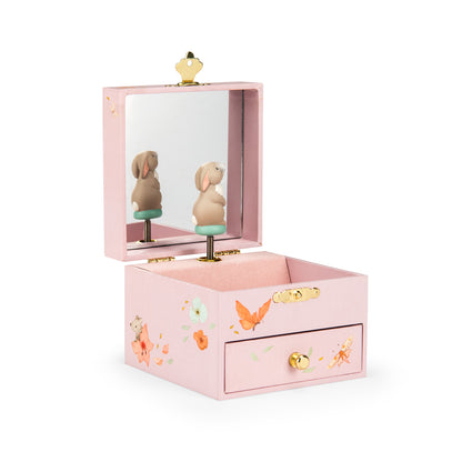 Moulin Roty Les Rosalies musical jewellery box with Fleur rabbit