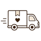 Illustration of a delivery truck with a heart symbol on a white background