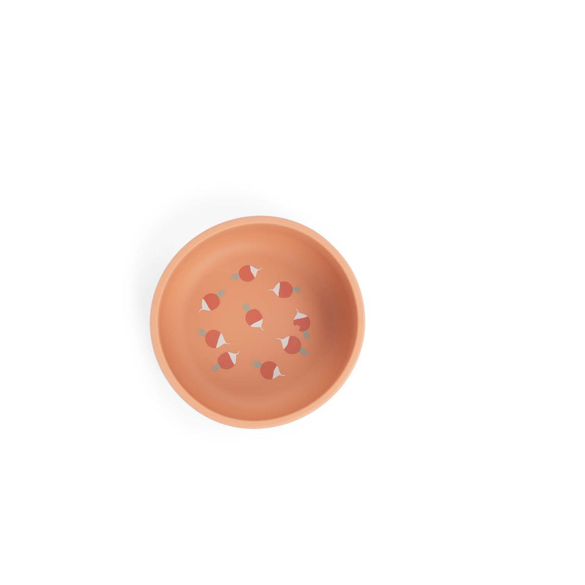 Radish-patterned bowl from the Trois Petits Lapins silicone tableware set