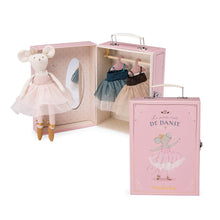 Little mouse ballerina soft toy with a pink wardrobe suitcase