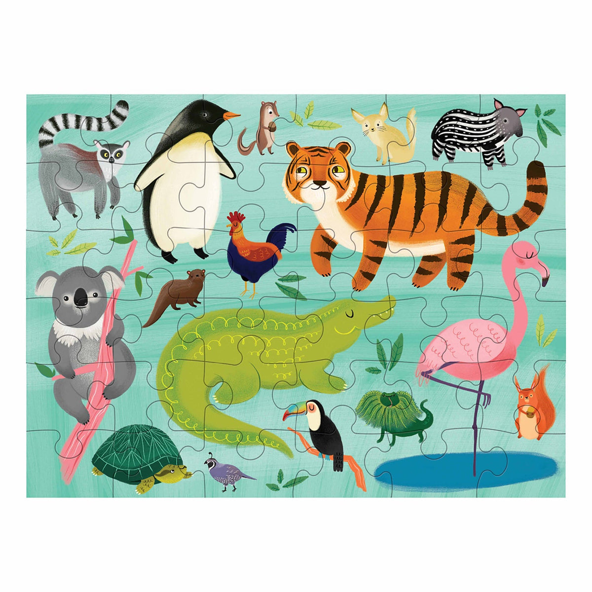 Completed Mudpuppy Animals of the World 36-piece Puzzle To Go