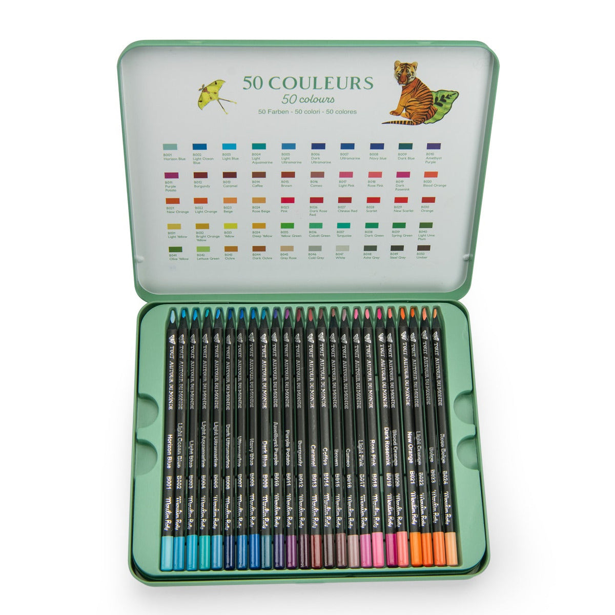 Autour du monde pencils colour guide